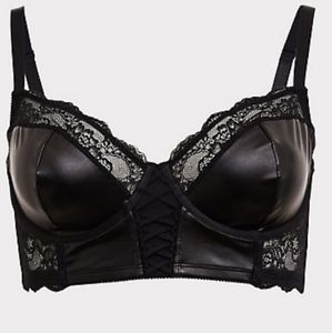 TORRID Faux Leather & Lace longline BRALETTE
